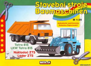 Сборная бумажная модель / scale paper model, papercraft Самосвал Tatra 815 и погрузчик ZTS (Betexa) 