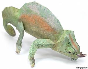 Сборная бумажная модель / scale paper model, papercraft Четырехрогий хамелеон / Four-horned Chameleon 