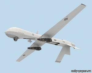 Модель ударного БПЛА GAAS MQ-1 Predator UAV из бумаги/картона