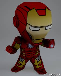 Сборная бумажная модель / scale paper model, papercraft Chibi Iron Man 