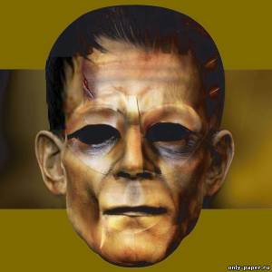 Сборная бумажная модель / scale paper model, papercraft Маска Франкенштейна / Frankenstein (Хеллоуин) 