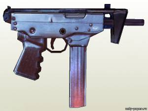 Модель пистолета-пулемета ПП-91 «Кедр» из бумаги/картона
