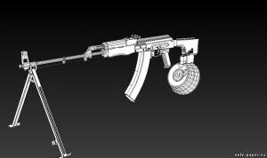 Модель ручного пулемета Калашникова из бумаги/картона