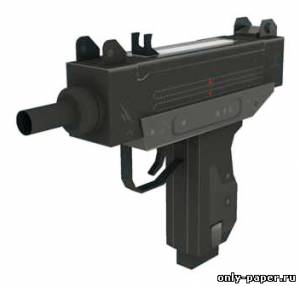 Модель пистолета-пулемета Узи из бумаги/картона