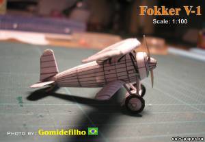 Модель самолета Fokker V-1 из бумаги/картона