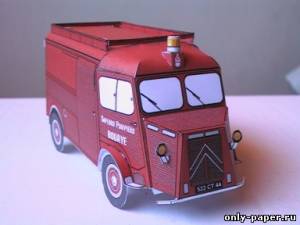 Сборная бумажная модель / scale paper model, papercraft Citroen type HY - 1956 - Пожарный фургон 