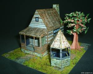 Модель деревянного дома в Швейцарии из бумаги/картона
