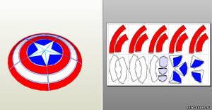 Модель щита Капитана Америки из бумаги/картона