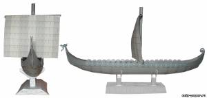 Сборная бумажная модель / scale paper model, papercraft Лодка Викингов / Viking Longship 