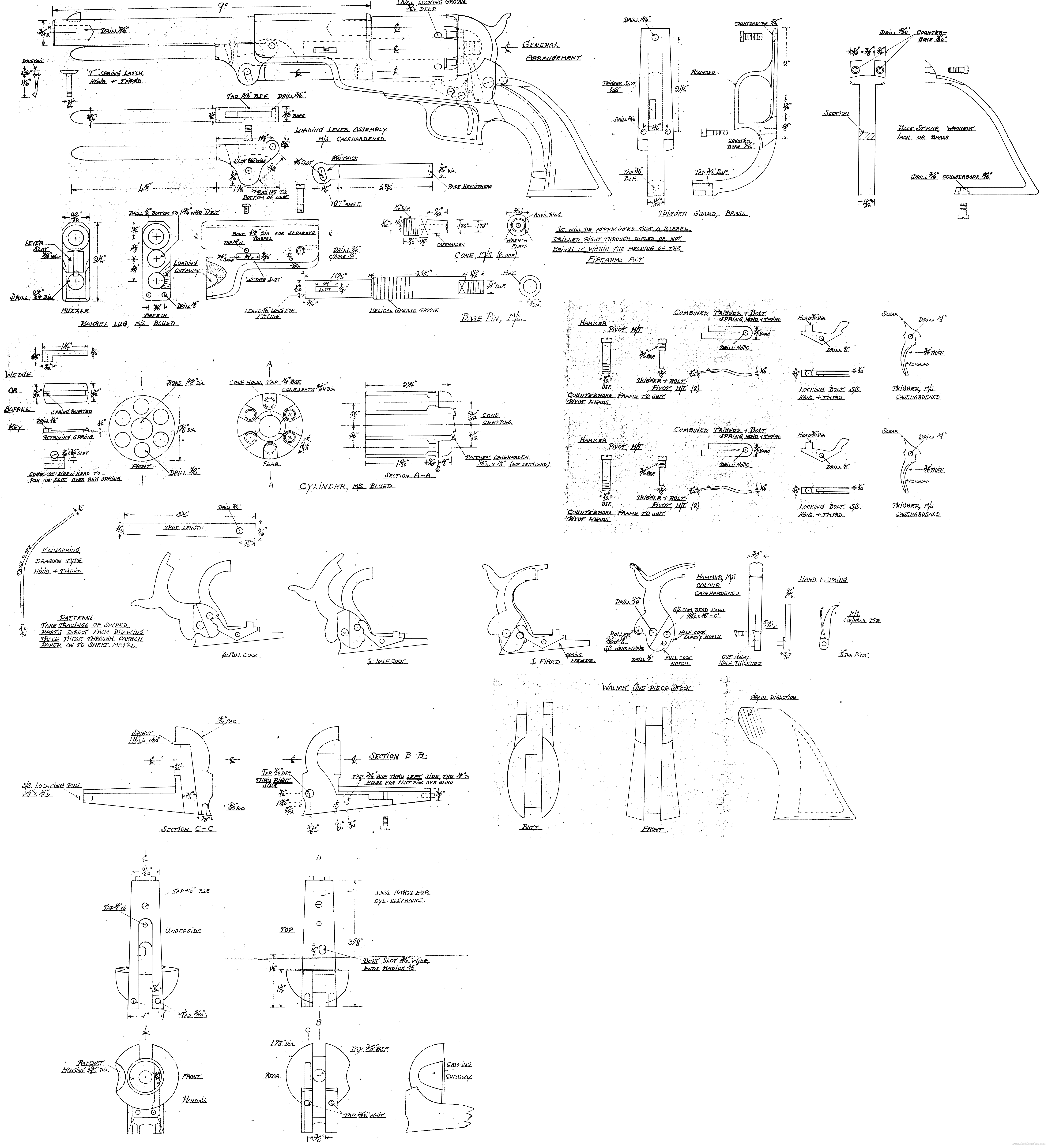 Револьвер кольт уолкер чертеж