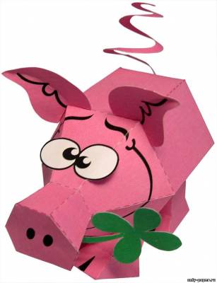 Модель счастливой свиньи из бумаги/картона