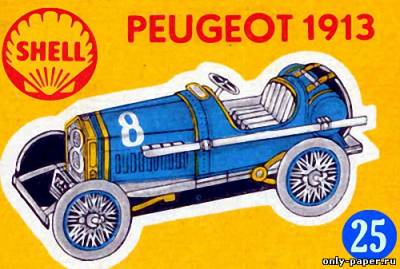 Модель автомобиля Peugeot 1913 г. из бумаги/картона