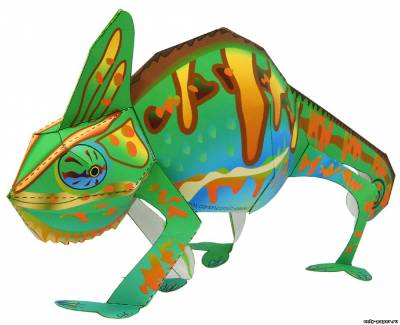 Сборная бумажная модель Йеменский хамелеон /  Veiled chameleon