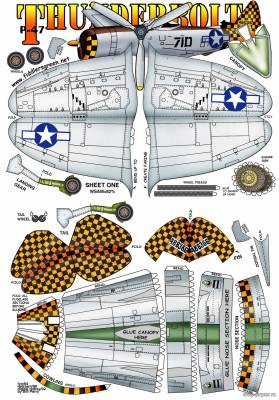 Сборная бумажная модель / scale paper model, papercraft P-47 Thunderbolt [Fiddlers Green] 