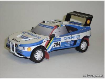 Сборная бумажная модель / scale paper model, papercraft Peugeot 405 t 16 Dakar 1989 [Spida Models] 