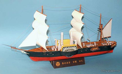 Модель колесного фрегата «Kaiten Maru» из бумаги/картона