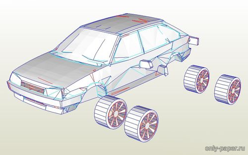 Модель автомобиля ВАЗ-2109 из бумаги/картона