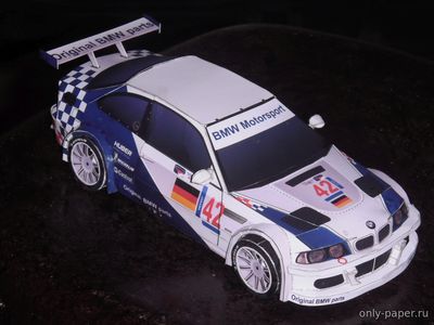 Сборная бумажная модель / scale paper model, papercraft BMW M3 GTR BMW Motorsport Le Mans 24h #42 2001 Jörg Müller 