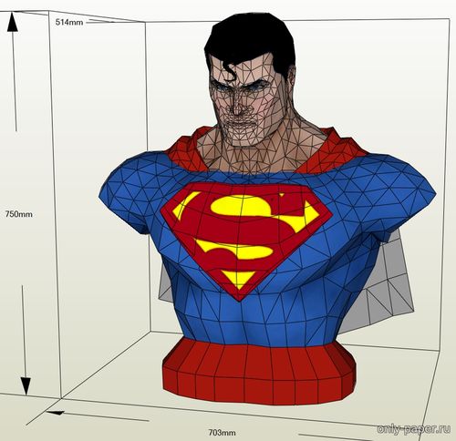 Сборная бумажная модель / scale paper model, papercraft Бюст Супермeна / Superman Bust 