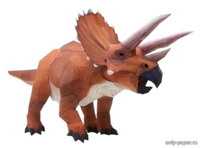 Сборная бумажная модель / scale paper model, papercraft Трицератопс / Triceratops (Динозавр) 