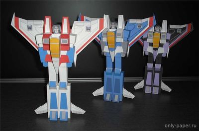 Сборная бумажная модель / scale paper model, papercraft Starscream, Skywarp and Thundercracker (Transformers) 
