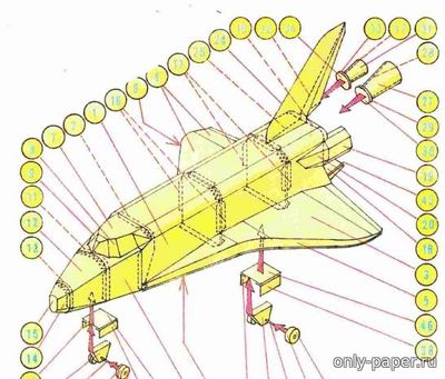 Сборная бумажная модель / scale paper model, papercraft Космический челнок "Буран" / Raketoplan Buran [ABC 15/1988] 