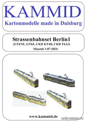 Сборная бумажная модель / scale paper model, papercraft Strassenbahnset Berlin (GT6NE, GT6Z, CKD KT4D, CKD T6A2) (Kammid) 