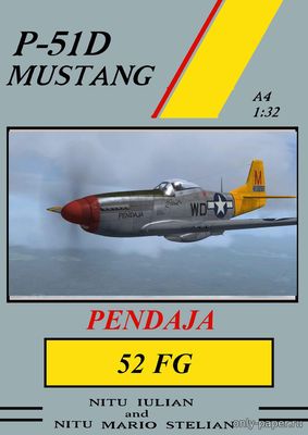 Сборная бумажная модель / scale paper model, papercraft P-51D Mustang - Penda-Ja 