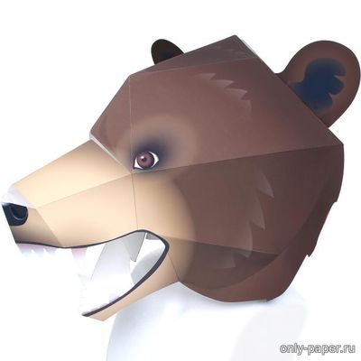 Модель маски медведя из бумаги/картона