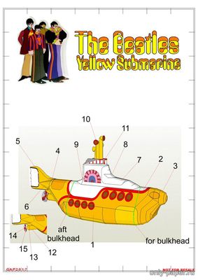Сборная бумажная модель / scale paper model, papercraft Yellow Submarine (Pilsowrth) 