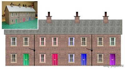Сборная бумажная модель / scale paper model, papercraft Кирпичный дом / Brick Terraced Row (Wordsworth Model Railway) 