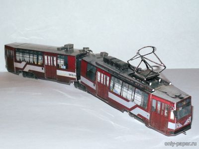 Модель трамвая ЛВС-86К №5078 из бумаги/картона