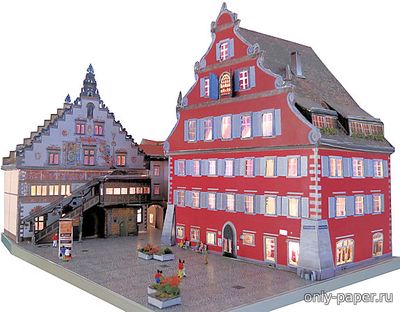 Сборная бумажная модель / scale paper model, papercraft Lindau - Rathaus-Areal (Ausschneide Bogen) 
