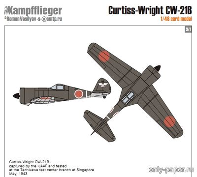 Модель самолета Curtis Wright CW 21B из бумаги/картона