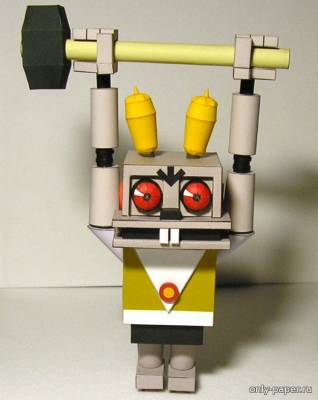 Модель робота-заяца из мультфильма «Ну, погоди» из бумаги/картона