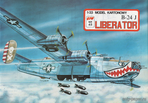 Сборная бумажная модель / scale paper model, papercraft Consolidated B-24J Liberator (Первое издание GPM 048) 