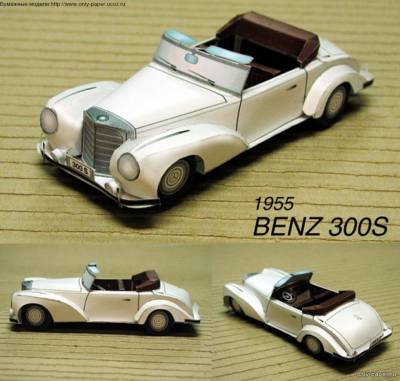 Модель автомобиля Mercedes Benz 300S 1955 из бумаги/картона