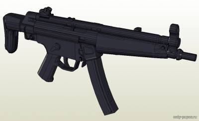 Модель пистолета-пулемета H&K MP5-A5 из бумаги/картона