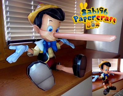 Сборная бумажная модель / scale paper model, papercraft Pinocchio (Sitting) (Sabi96) 