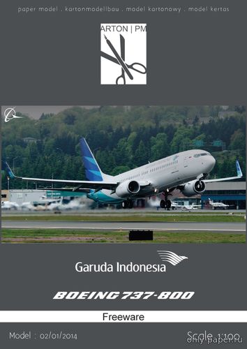 Модель Boeing 737-800 Garuda Indonesia из бумаги/картона
