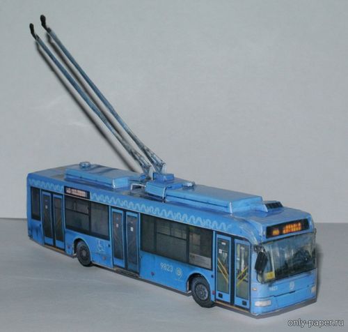 Модель троллейбуса БКМ 321 №9823 из бумаги/картона