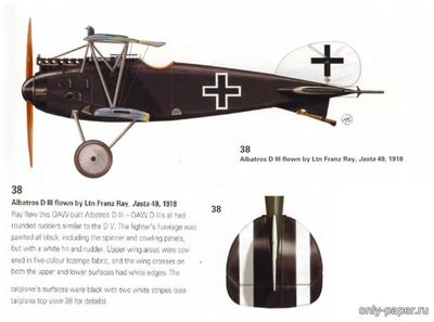 Сборная бумажная модель / scale paper model, papercraft Albatros D.III OAW- Franz Ray  (Перекрас WAK ) 