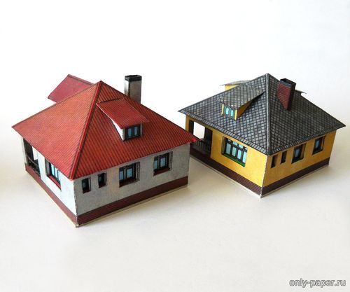 Сборная бумажная модель / scale paper model, papercraft Два семейных дома / Dva rodinné domky (ABC 13/1984) 