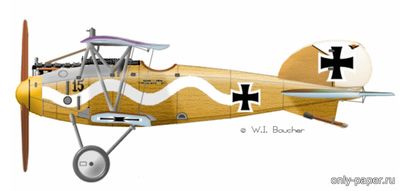 Модель самолета Albatros D.III- Erich Lowenhardt из бумаги/картона
