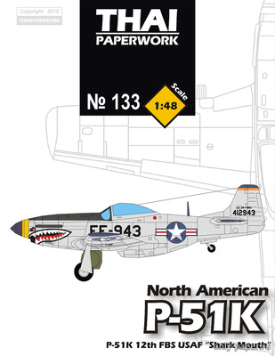 Сборная бумажная модель / scale paper model, papercraft North American P-51K 12th FBS USAF Fighter 