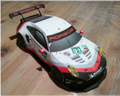 Сборная бумажная модель / scale paper model, papercraft Porsche 911 RSR & Porsche 911 hybrid 
