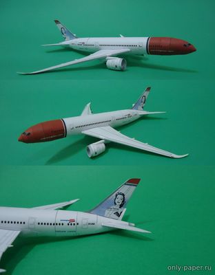 Сборная бумажная модель / scale paper model, papercraft Boeing B787-800 Norwegian Air Shuttle (Bruno VanHecke - Asaf Nitsan) 