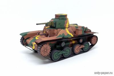 Модель танка Type 95 Ha-Go из бумаги/картона