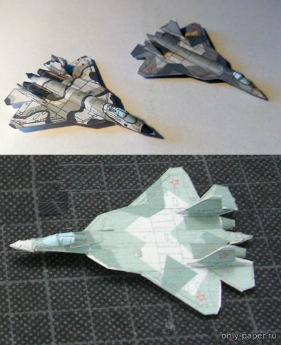 Модель самолета Су-57 / ПАК ФА из бумаги/картона