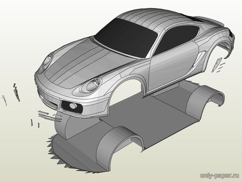 Модель автомобиля Porsche Cayman S из бумаги/картона